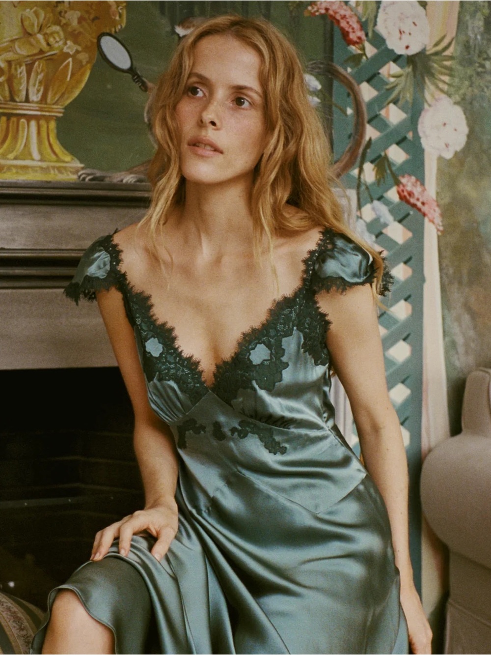 DÔEN Fiona Silk Dress in Dulac Green